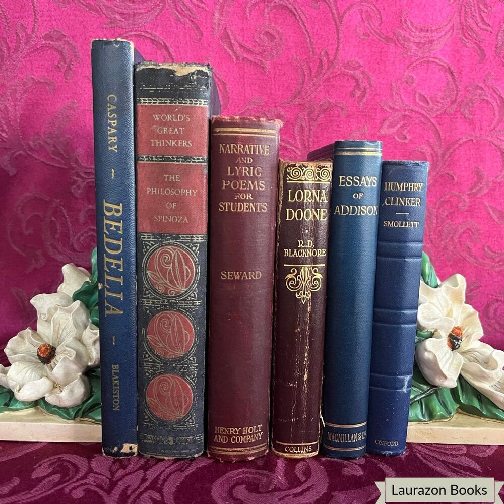 Lot of 6 Antique & Vintage Books: Classic Literature, Poetry & Philosophy, Decor